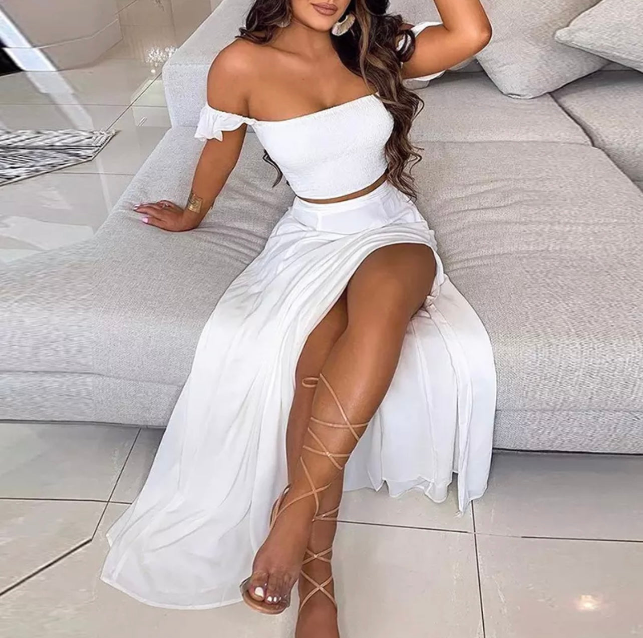 Crop Top Maxi Skirt Set