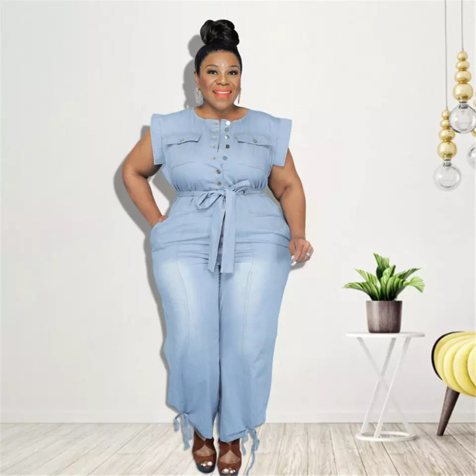 Plus Size Denim Jumpsuit