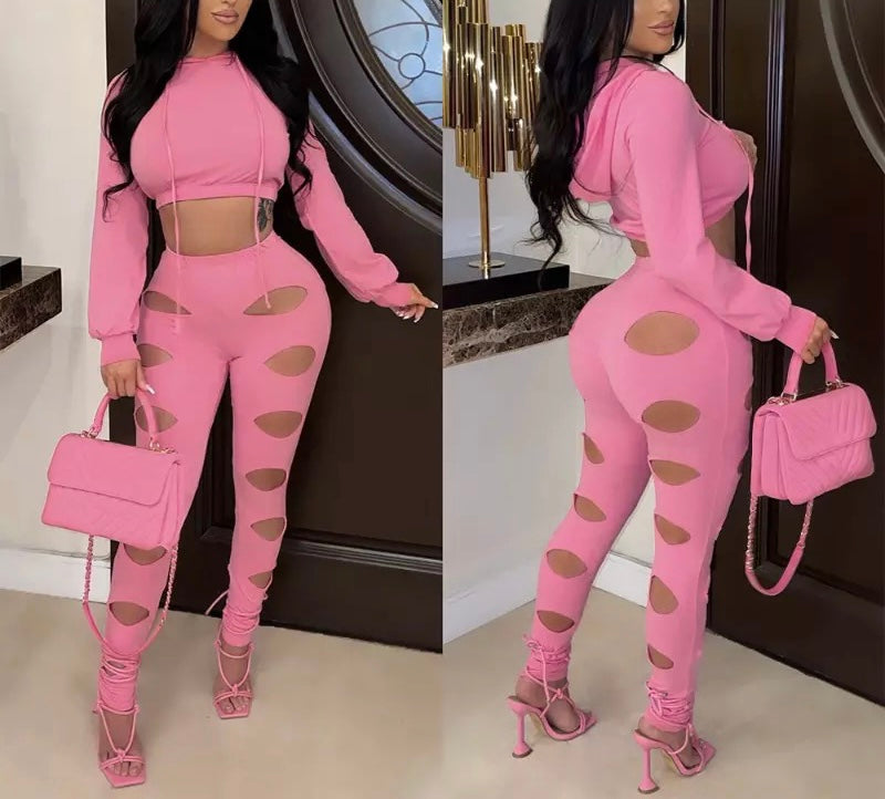 Cut Out Pants Set