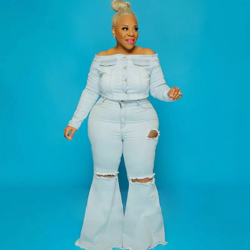Plus Size Ripped Pants