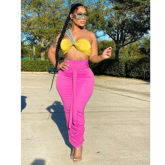 Long Strap Skirt Set