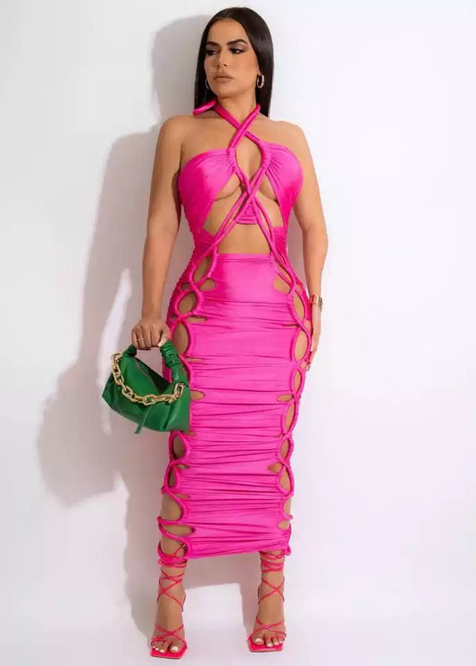 Long Lace Up Dress