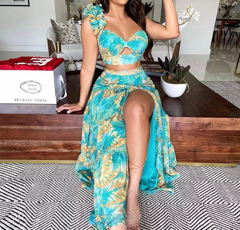 Crop Top Maxi Skirt Set