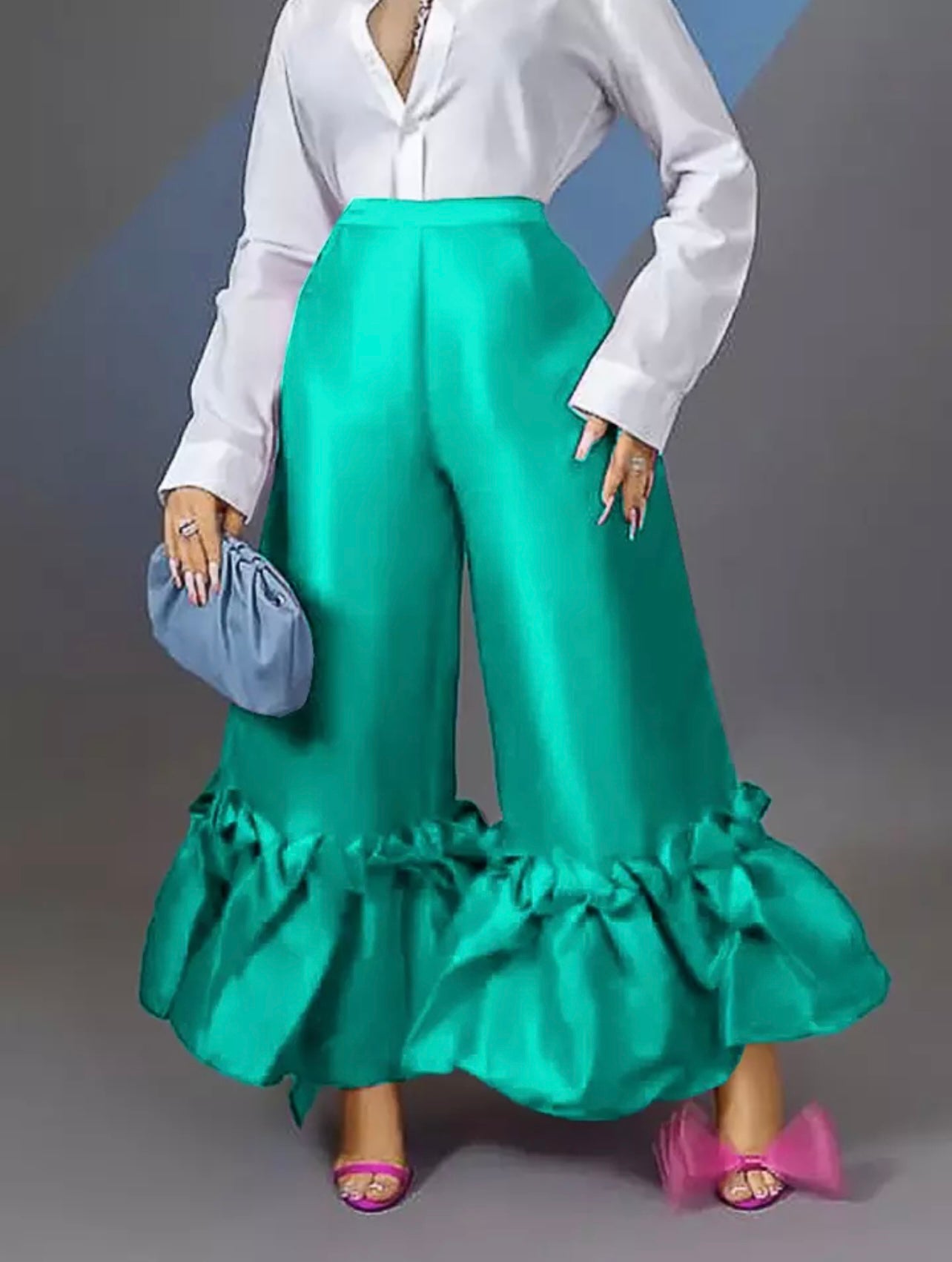 Plus Size Elegant Ruffle Pants