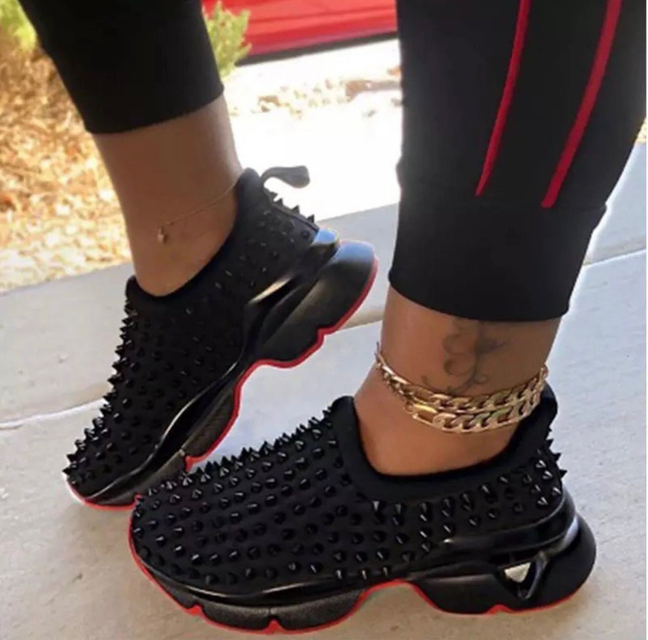 Red Bottom Spike Sneakers